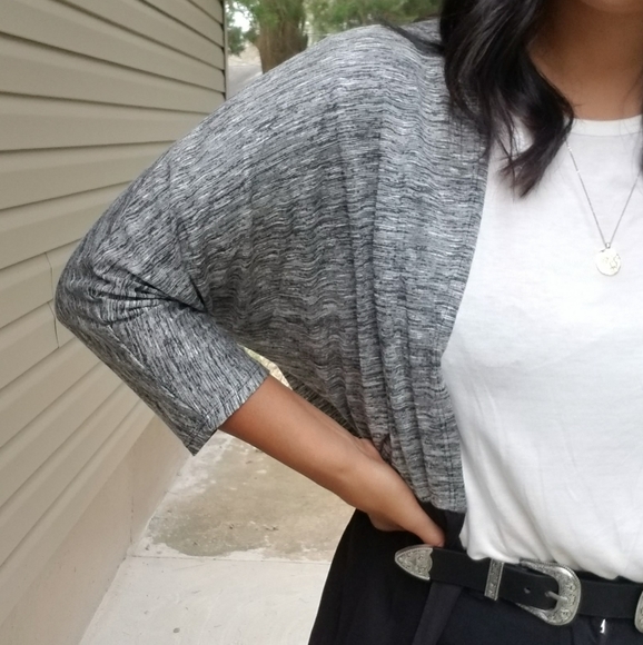 COMPARE & CONTRAST GRAY MARLED CHIFFON CARDIGAN - Picture 6 of 7